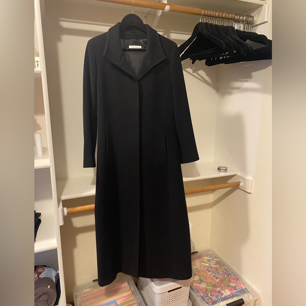 Cinzia Rocca Angora & Wool Long Black Luxury Overcoat - Picture 2 of 7